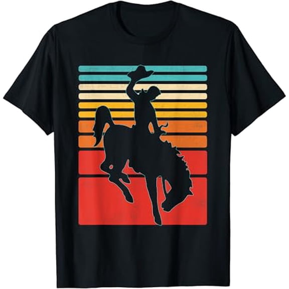 Rodeo Bucking Bronco Horse Retro Style T-Shirt