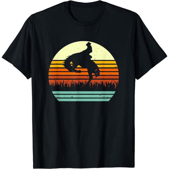 Rodeo Bucking Bronco Horse Retro Style T-Shirt