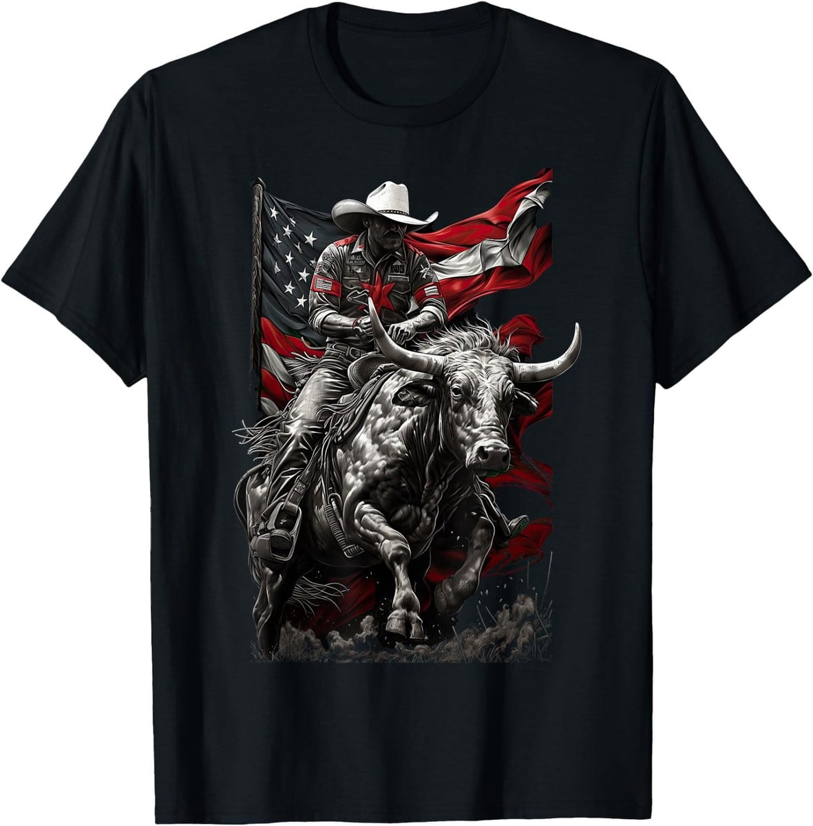 Rodeo Bucking Bull Riding Cowboy Western T-Shirt - Walmart.com