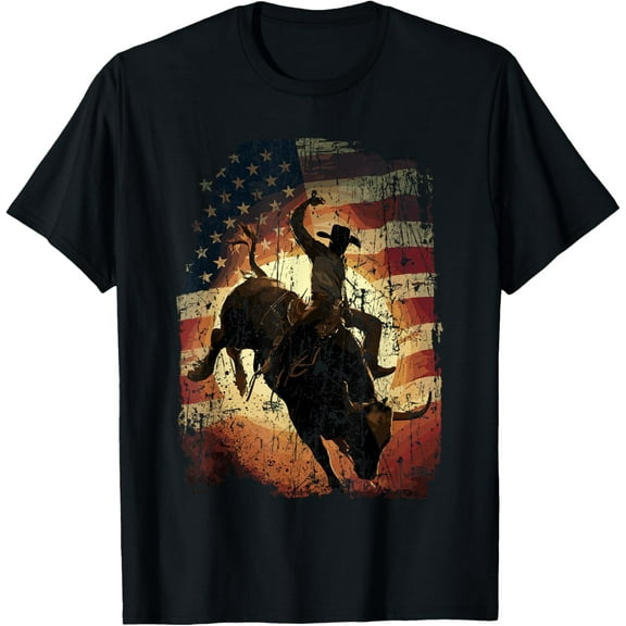 Rodeo Bull Rider Patriotic Cowboy T-Shirt