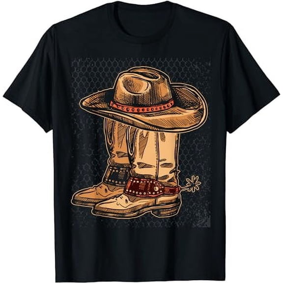 Rodeo Bull Riding Hat Line Dance Boots Cowboy T-Shirt