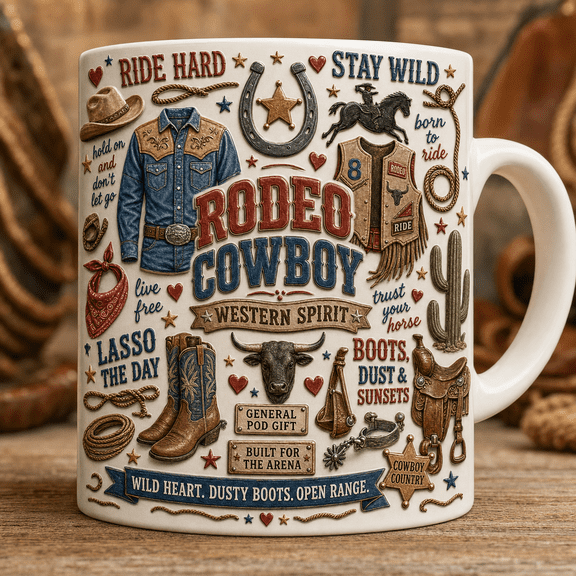 Rodeo Cowboy Mug Western Spirit Gift Mug for Cowboys, Ranchers & Country Coffee Lovers