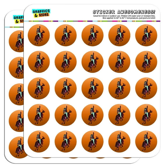 Rodeo Cowboy Orange Western Horse Country 1" Scrapbooking Crafting Stickers