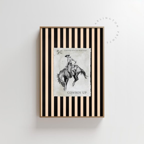 Rodeo Cowboy Postage Print, Unframed Paper Poster 8x10in