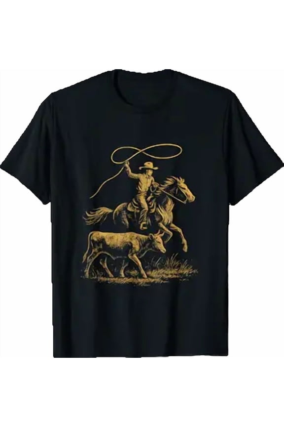 Rodeo Cowboy Retro Cowgirl Roping T-Shirt