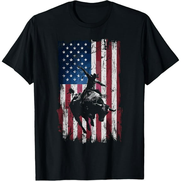 Rodeo Cowboy Western USA Flag Cowboys T-Shirt tee