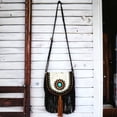 thumbnail image 1 of Rodeo Cowhide Rugs Aztec-Inspired Cowhide Purse with Boho Fringe, 1 of 2