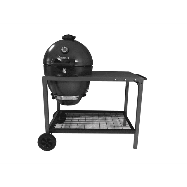 BrandMan Grills Rodeo Deluxe Steel Kamado Charcoal Grill with Heavy Duty Prep Cart