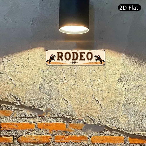 Rodeo Drive Vintage Western Theme Aluminum Sign 4x16 Inch, Rustic Cowboy Bronco Riding Metal Wall Art Decor for Home Bar Cafe Garage 1pc