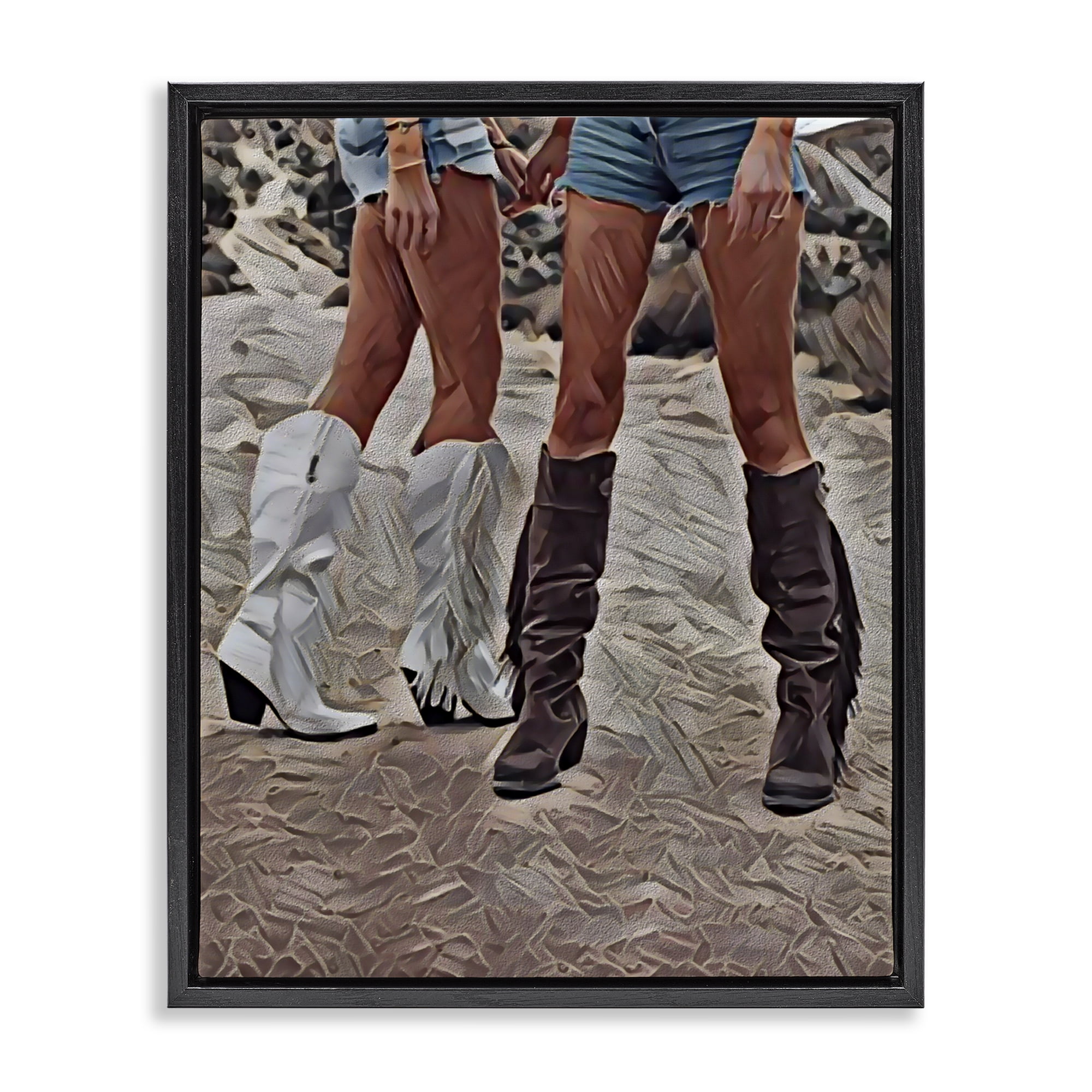 Rodeo Girls Friendship Black Framed Floater Canvas Wall Art, design by Jesse Keith