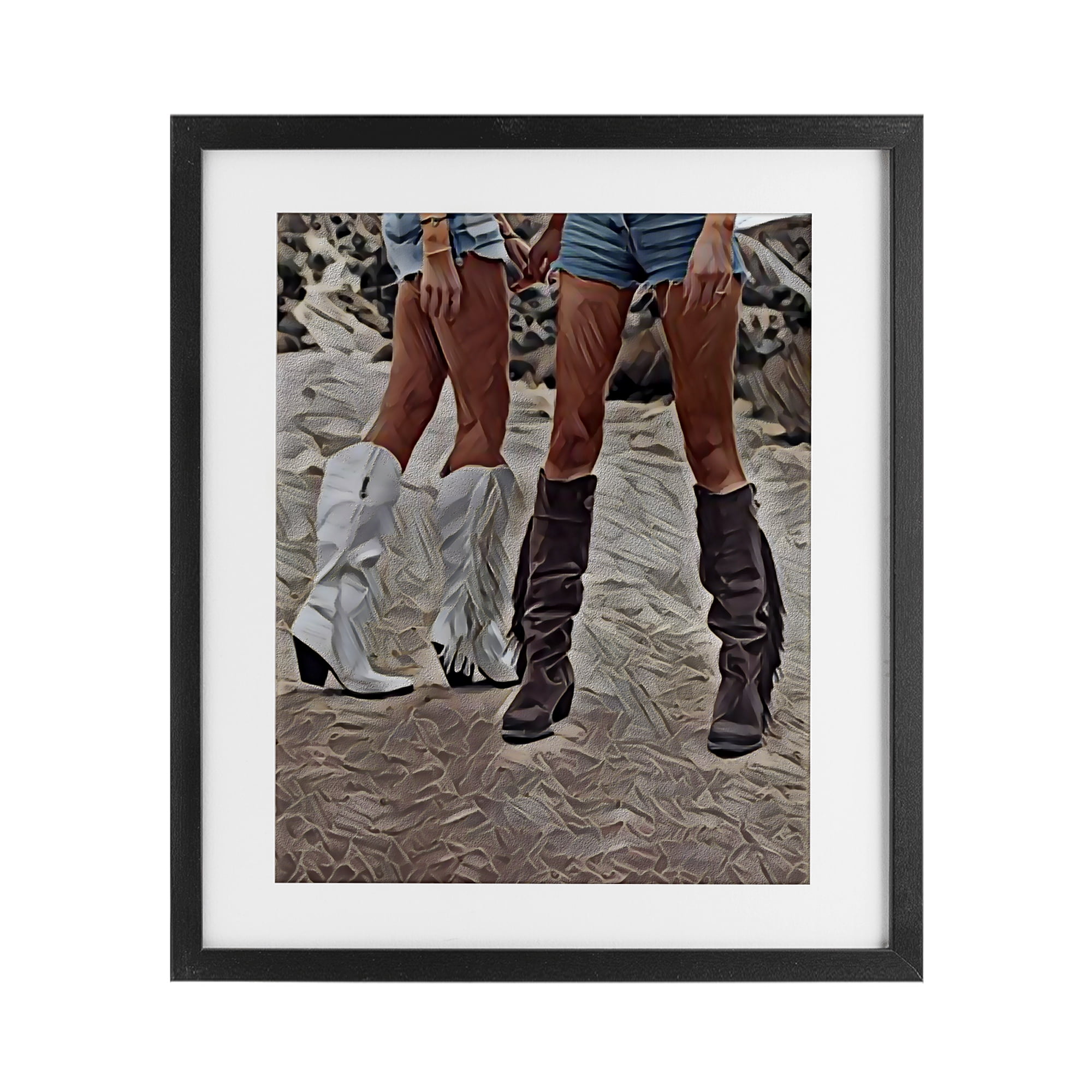 Rodeo Girls Friendship Black Framed Print Under Glass, design by Jesse Keith