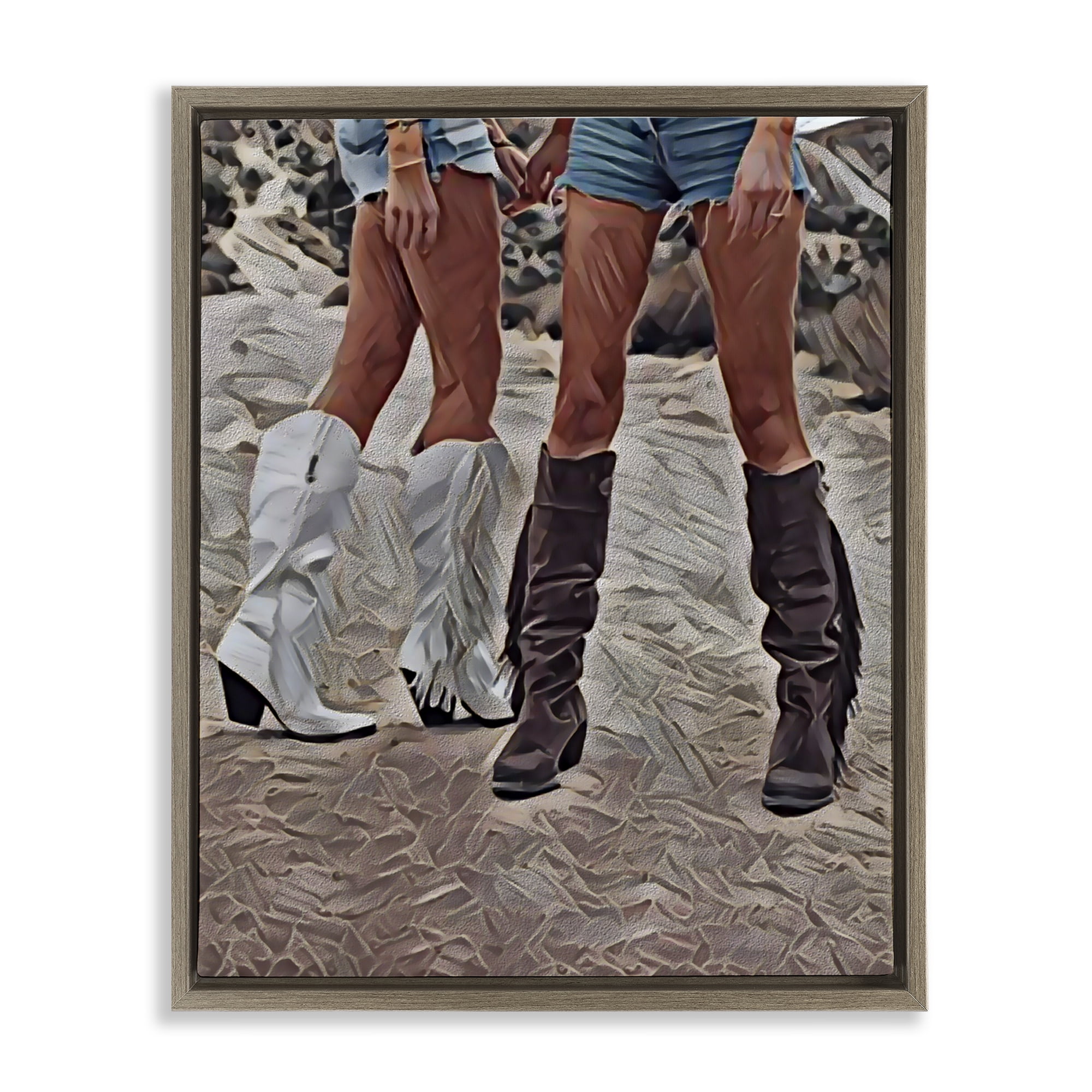 Rodeo Girls Friendship Brown Framed Floater Canvas Wall Art, design by Jesse Keith