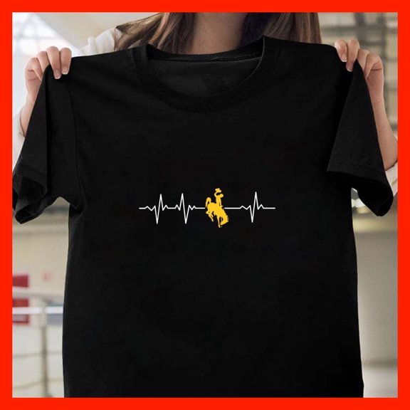 Rodeo Heartbeat T-Shirt Cowboy Bucking Bronco EKG Pulse Graphic Tee T2031, for Unisex, Up to 5XL