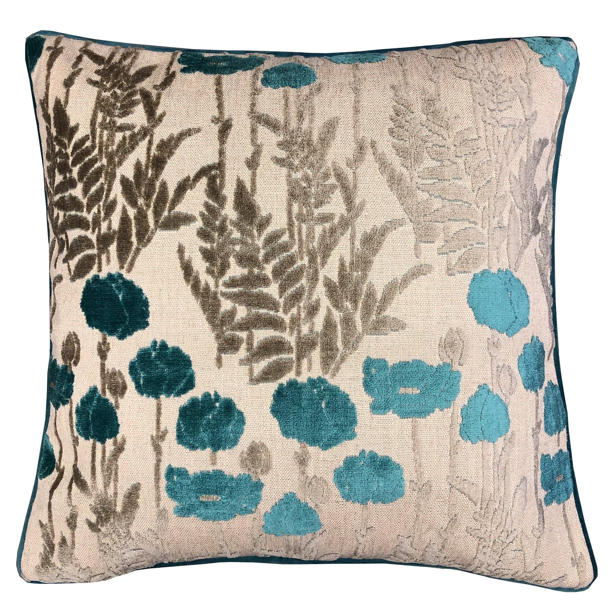 Rodeo Home Camelia Floral Cut Velvet Throw Pillow Turquoise