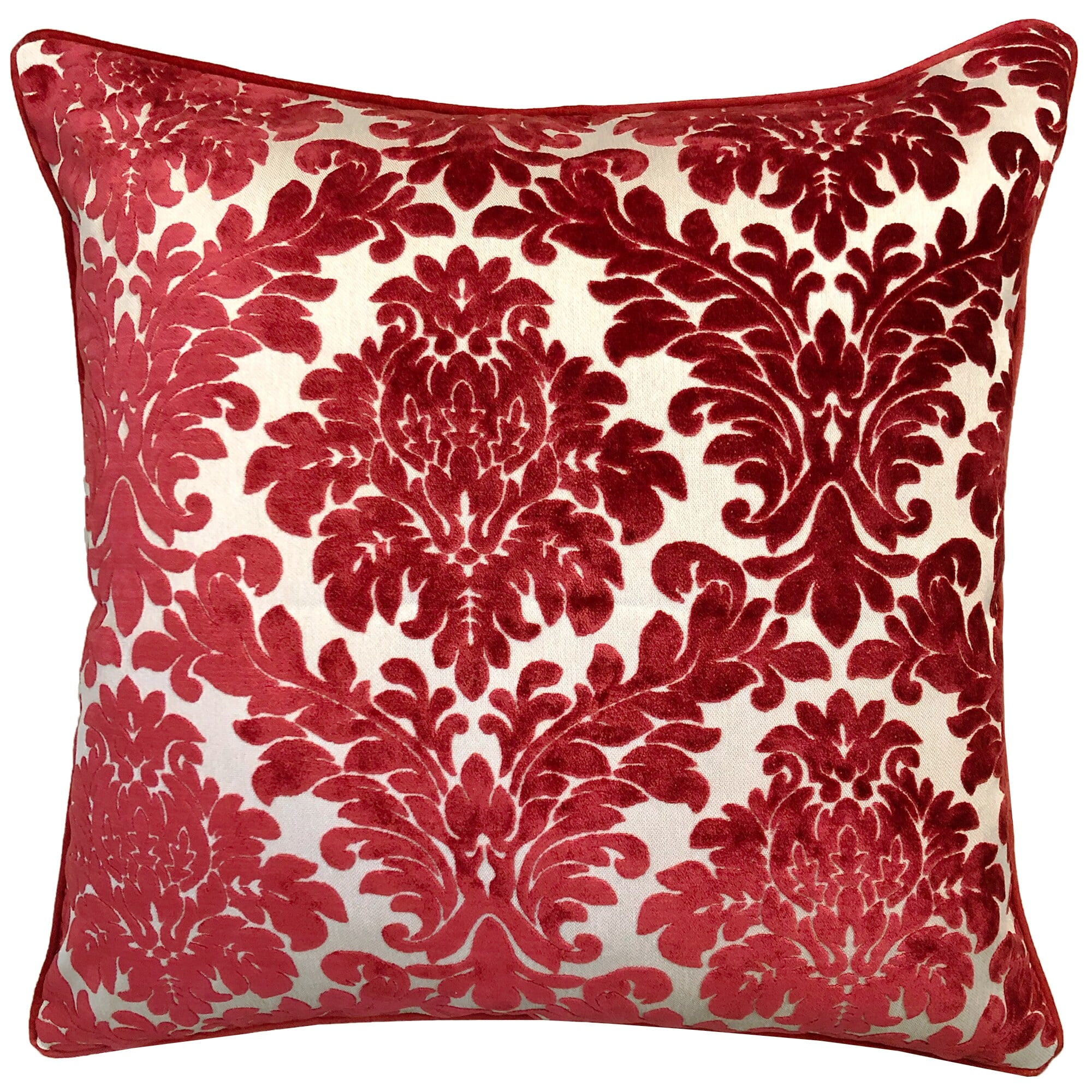 Rodeo Home Traditional Damask Velvet Pillow with Feather