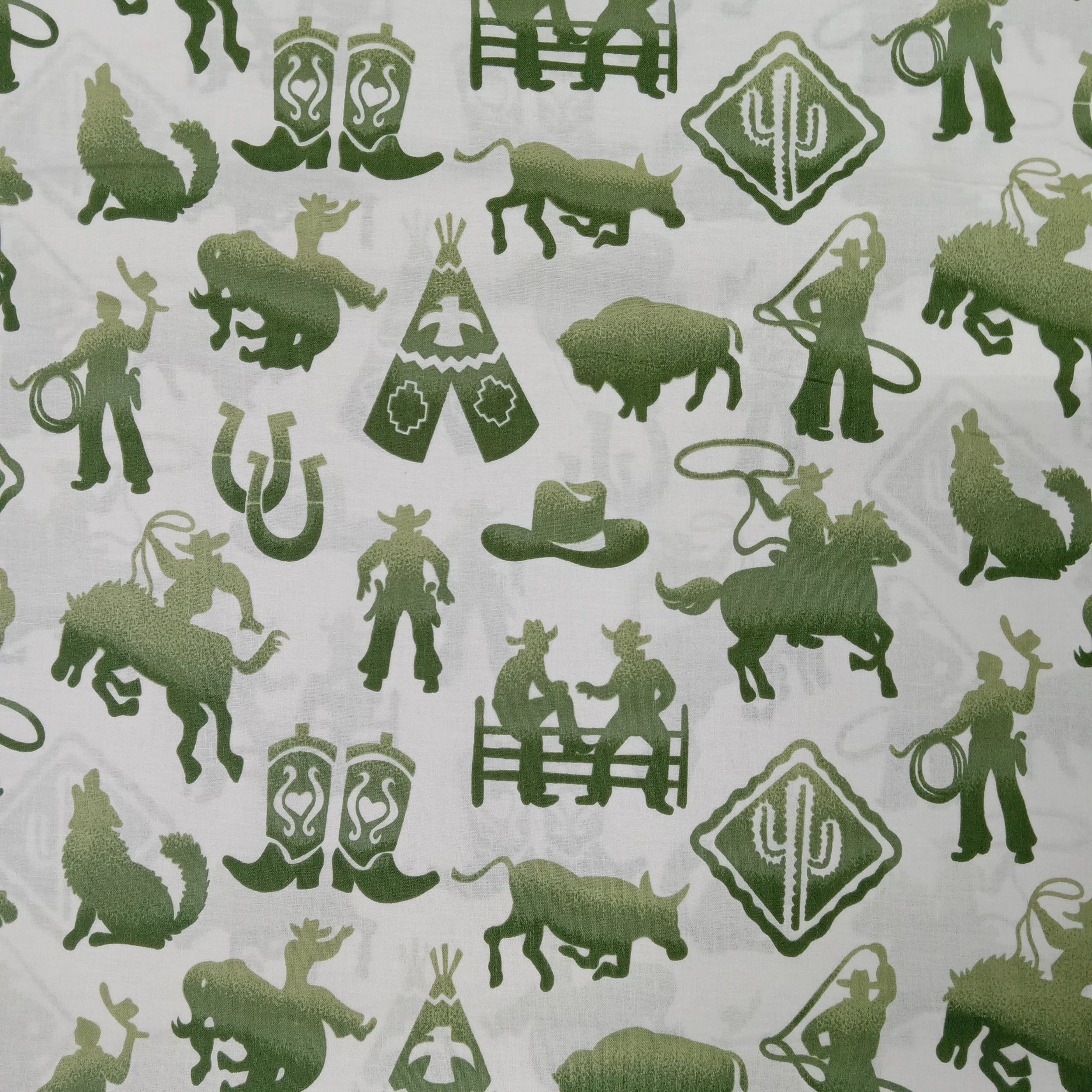 Rodeo Icons Green Cotton Fabric - Walmart.com