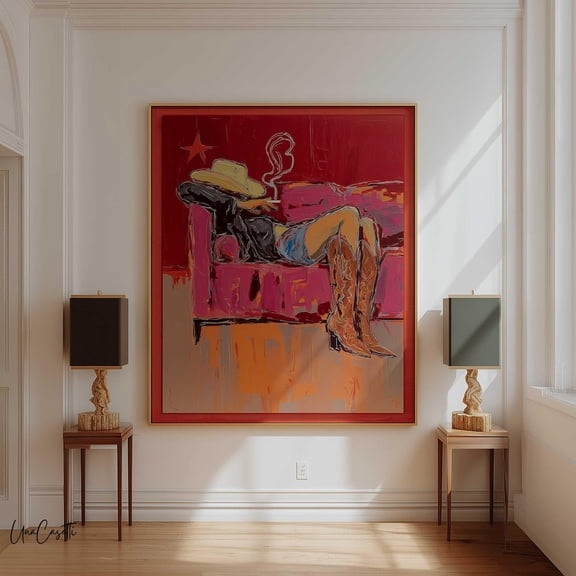 Rodeo In Rose, Modern Western Cowgirl Wall Art Print, Bold Pink Ranch Decor, Contemporary Western Artwork Unframed Paper Print