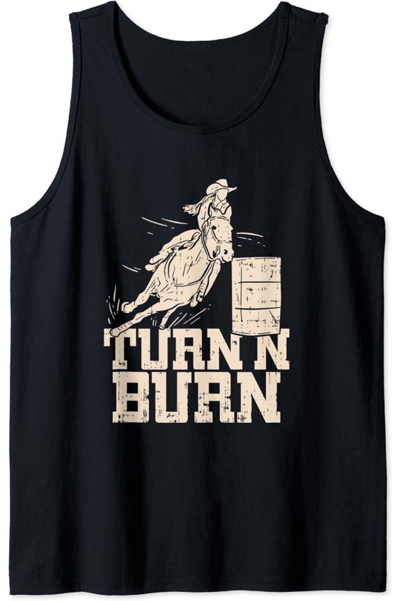 Rodeo Lover Turn N Burn Barrel Racing Tank Top Size S-3XL