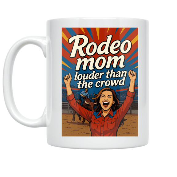Rodeo Mom Louder Than the Crowd - Rodeo Enthusiast - 11 oz Ceramic Coffee Mug