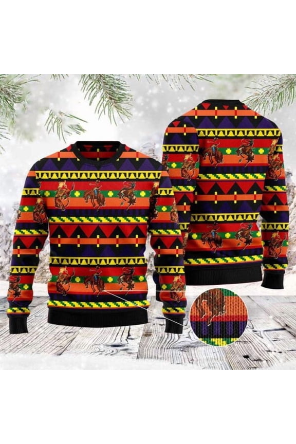 Rodeo Native Pattern 3D Christmas Sweater, Christmas Sweater, 3D Sweater, Funny Xmas Sweaters