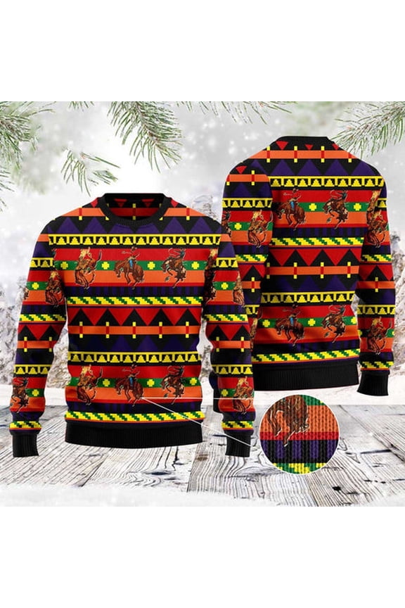 Rodeo Native Pattern 3D Christmas Sweater, Funny Xmas Sweater, Sweater Xmas