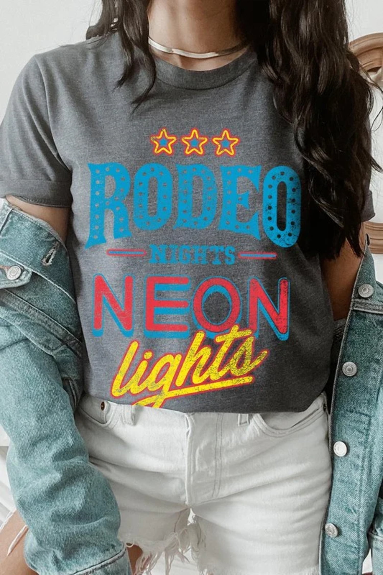 Neon Rodeo Shirt Design Rodeo Nights Neon Lights Graphic T Shirts - Walmart.com