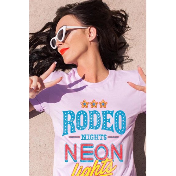Rodeo Nights Neon Lights Graphic T Shirts