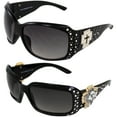 thumbnail image 1 of Rodeo Queen 2 Pairs of Fashion Women's Sunglasses Black Frame w/ Metal Cross Accent Piece Bling Rhinestones & Smoke Gradient Lenses, 1 of 7