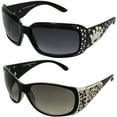 thumbnail image 1 of Rodeo Queen 2 Pairs of Women’s Sunglasses Black Fashionable Frame w/ Metal Accent Piece Bling Rhinestones & Smoke Gradient Lenses, 1 of 7