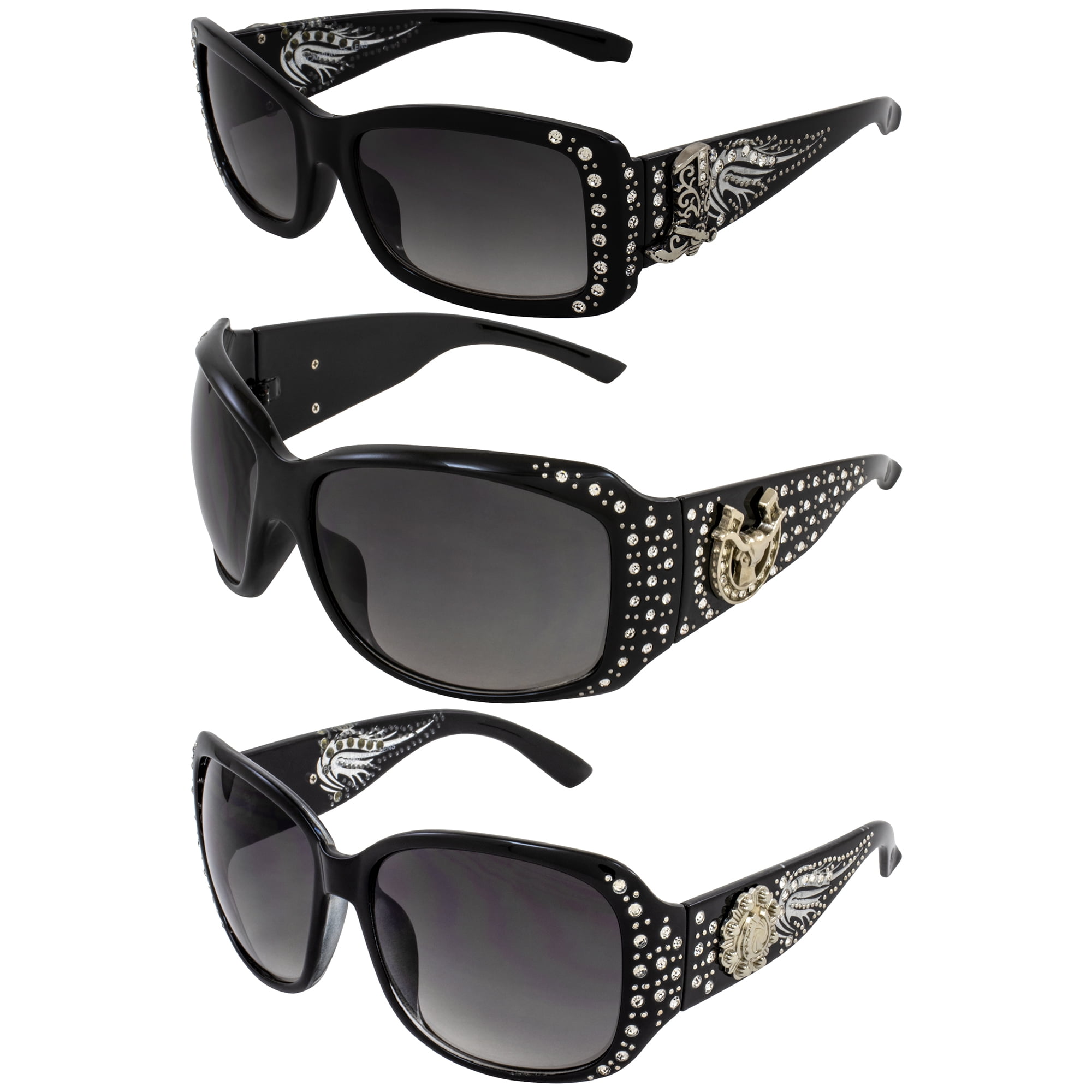 Rodeo Queen 3 Pairs of Cowgirl Studded Horseshoe Sunglasses  display picture 1