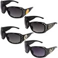 thumbnail image 1 of Rodeo Queen 4 Pairs of Motorcycle Sunglasses for Women Fashionable Foam-Padded Black Frame w/ Bling Rhinestones & Smoke Gradient Lenses, 1 of 5