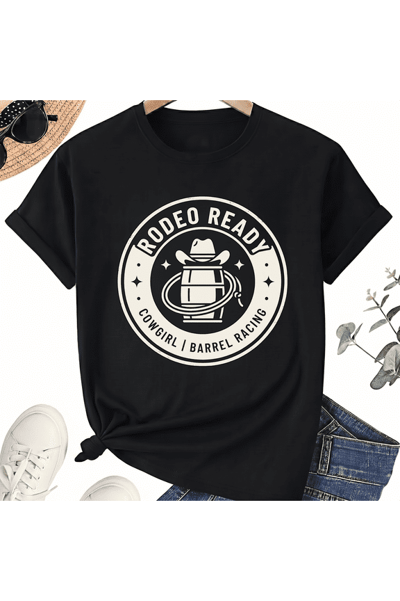 Rodeo Ready Barrel Racing Graphic Tee, Unisex Cotton Shirt