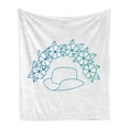 thumbnail image 1 of Rodeo Soft Flannel Fleece Throw Blanket, Cowboy Hat with Flower Wreath Simplistic Traditional Western Design, Cozy Plush for Indoor and Outdoor Use, 50" x 70", Teal White, by Ambesonne, 1 of 5