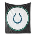 thumbnail image 1 of Rodeo Soft Flannel Fleece Throw Blanket, Horseshoe in a Circle Frame Wild West Luck Illustration Print, Cozy Plush for Indoor and Outdoor Use, 60" x 80", Charcoal Grey Sea Green, by Ambesonne, 1 of 5