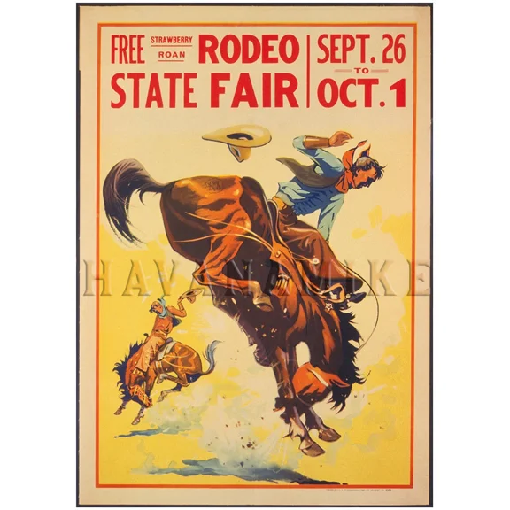 Rodeo State Fair Promo Ad Art Print Poster Vintage Wall Decor Home Decor Office Wall Art