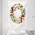 thumbnail image 1 of Rodeo Tapestry, Vintage Wild West Theme with Cowboy Horseshoe Print, Wall Hanging for Bedroom Living Room Dorm Decor, 60W X 80L Inches, Cinnamon Lime Green Charcoal Grey, by Ambesonne, 1 of 2
