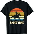 thumbnail image 1 of Rodeo Time Cowboy Horse Ranch lasso Retro Sunset Rodeo Time Funny Creative Graphic T-Shirt, 1 of 3