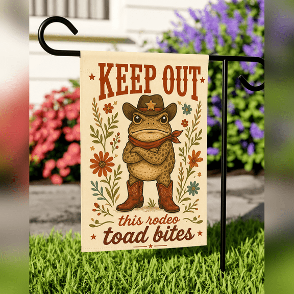 Rodeo Toad Keep Out Garden Flag Western Porch Decor