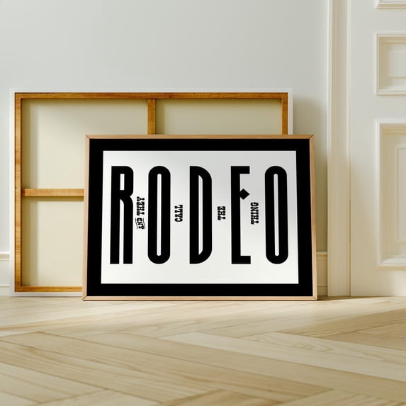 Rodeo Typography Print Western Modern Farmhouse Wall Decor, Unframed Canvas 12x16in