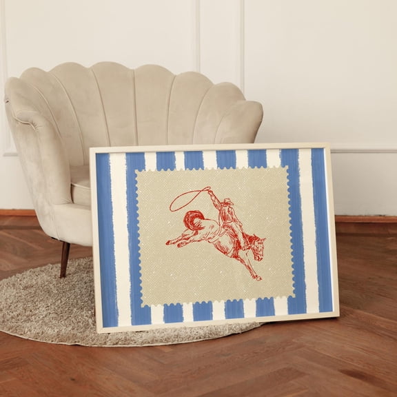 Rodeo Wall Art Vintage Cowboy Western Apartment Decor Unframed Paper Print