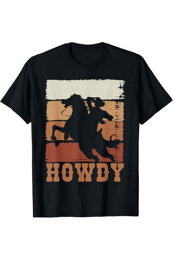 Rodeo Western Country Howdy Horseback Riding Retro Cowboy T-Shirt