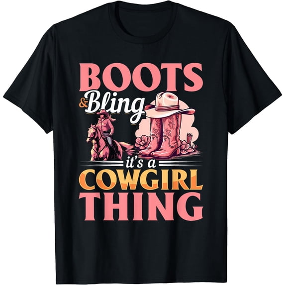 Rodeo Western Country Southern Cowgirl hat - Boots & Bling T-Shirt