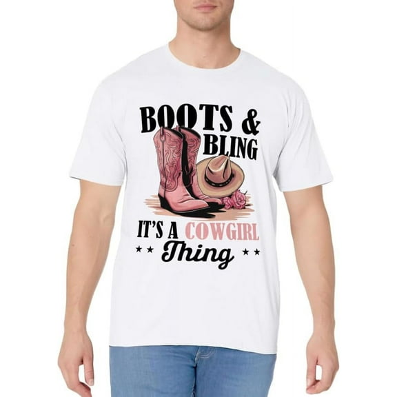 Rodeo Western Country Southern Cowgirl hat - Boots & Bling T-Shirt
