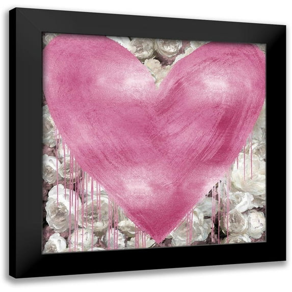 Rodgers, Lindsay 12x12 Black Modern Framed Museum Art Print Titled - Big Hearted Pink on Flowers