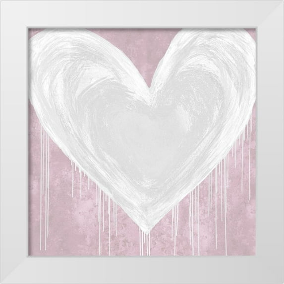 Rodgers, Lindsay 12x12 White Modern Wood Framed Museum Art Print Titled - Big Hearted White on Pink