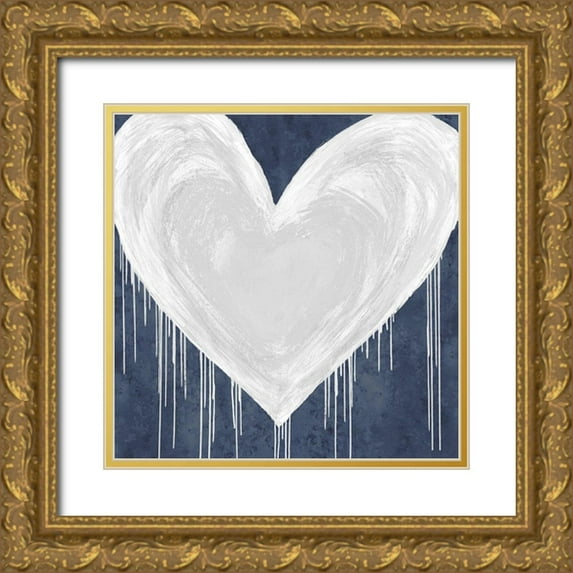 Rodgers, Lindsay 15x15 Gold Ornate Wood Framed with Double Matting Museum Art Print Titled - Big Hearted White on Blue