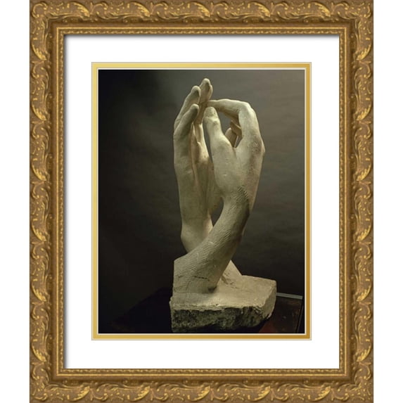 Rodin, Auguste 20x24 Gold Ornate Wood Framed with Double Matting Museum Art Print Titled - The Cathedral, 1908