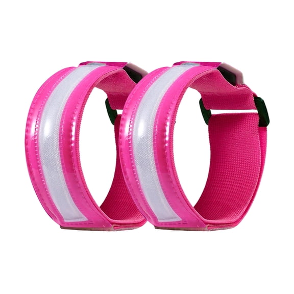 Rodiuiu 2Pcs LED Light-Up Armband High Visibility Luminous Reflective Safety Band Adjustable Outdoor Night Walking Running Riding Glow Arm Strap