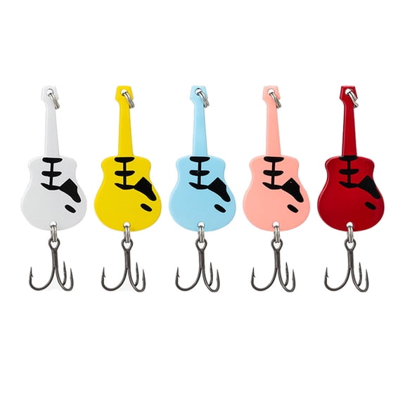 Rodiuiu 5Pcs 5.4CM/11G Guitar Spinner Blade Lure with Hook Metal Rotating Sequin Spinner Bait Saltwater Freshwater Trout Perch Pike Bass Fishing Accessories