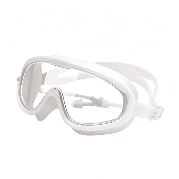 Rodiuiu Adults Wide View Swim Goggles with Earplugs Waterproof No Leakage Anti-Fog Men Women Swimming Goggles Diving Snorkeling Equipment